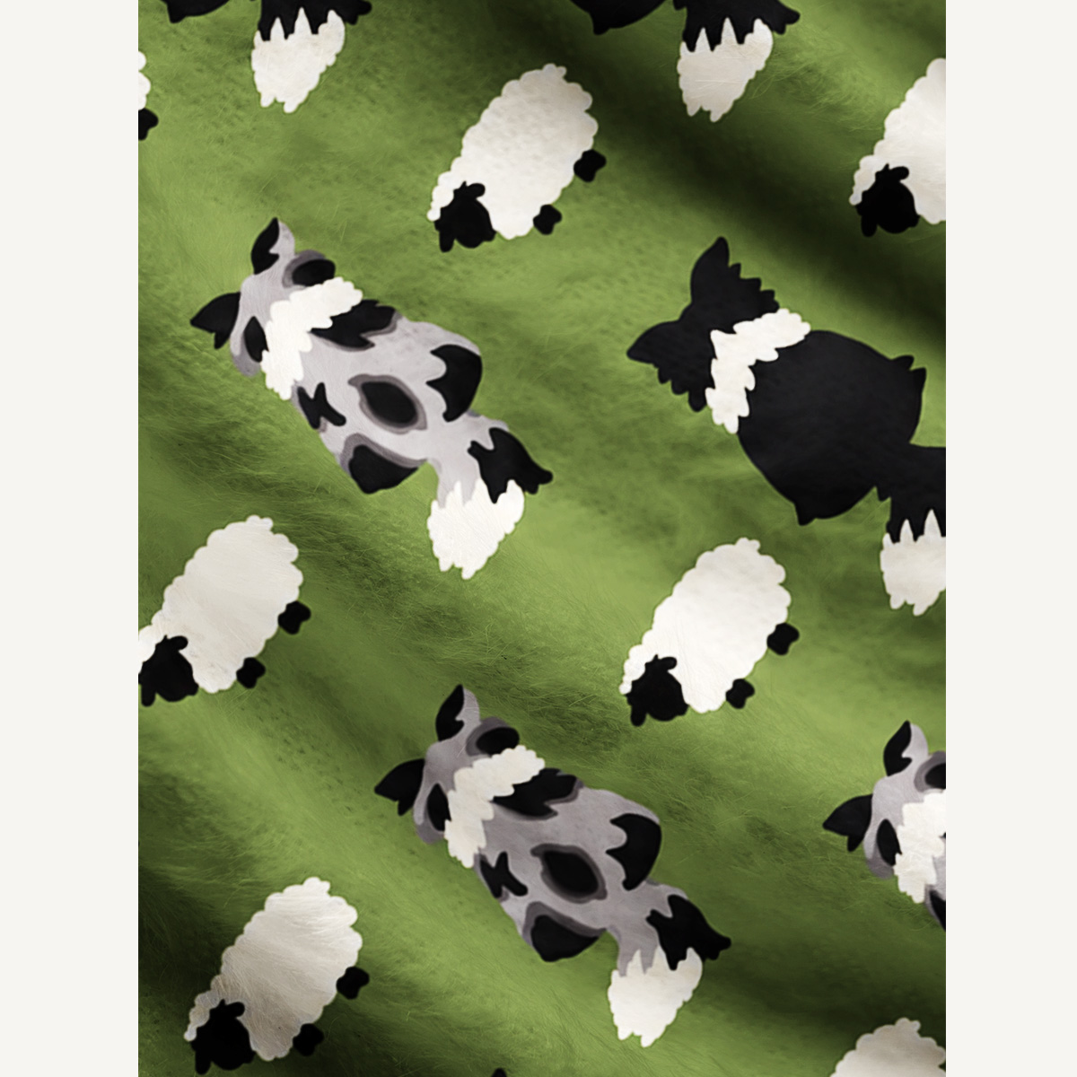 Country Farm Sheepdog Print Cardigan Sweaters
