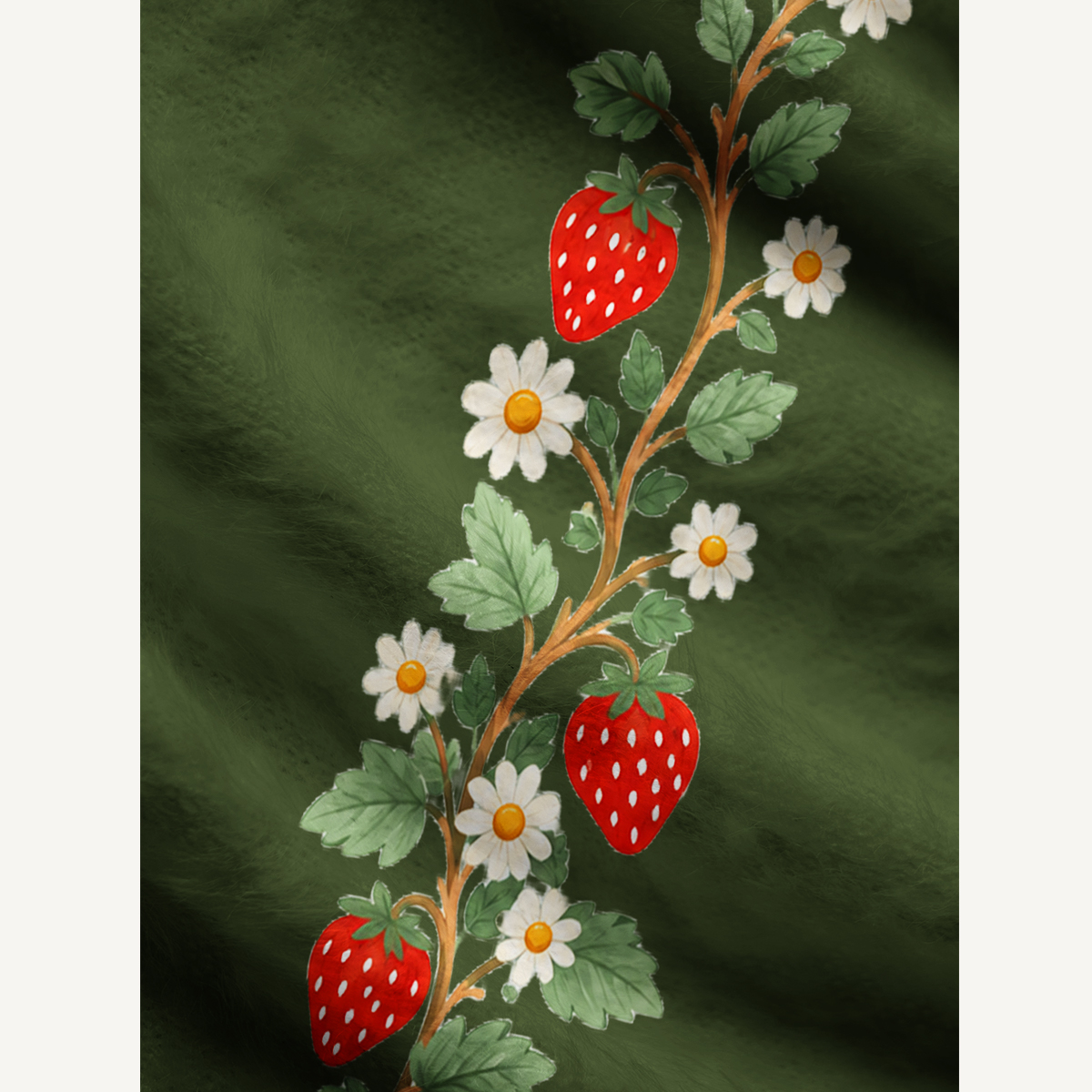 Whimsical Woodland Fox & Strawberry Print Cardigan Sweaters with Pockets