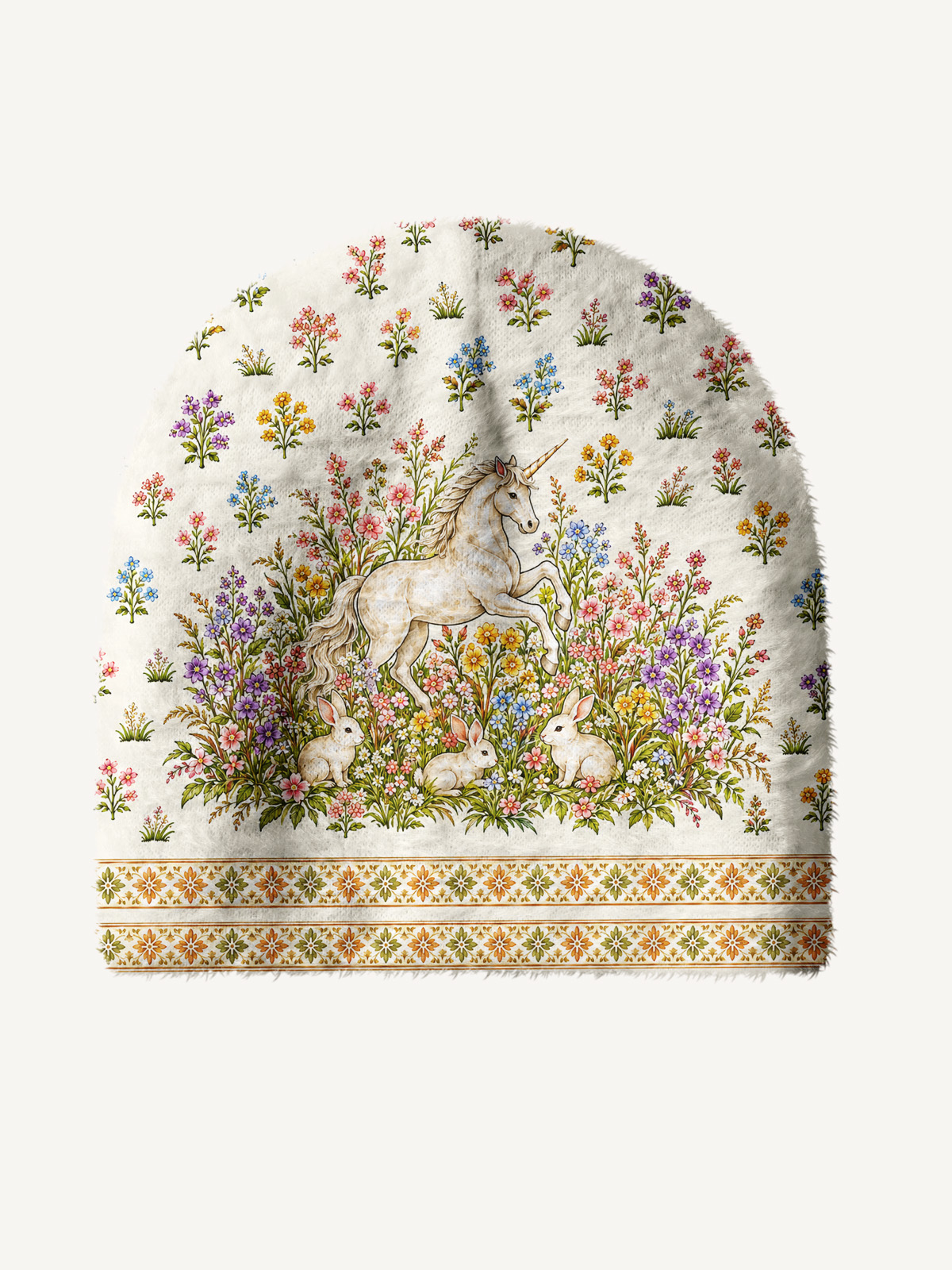 Enchanted Unicorn Garden Cozy Fuzzy Beanie