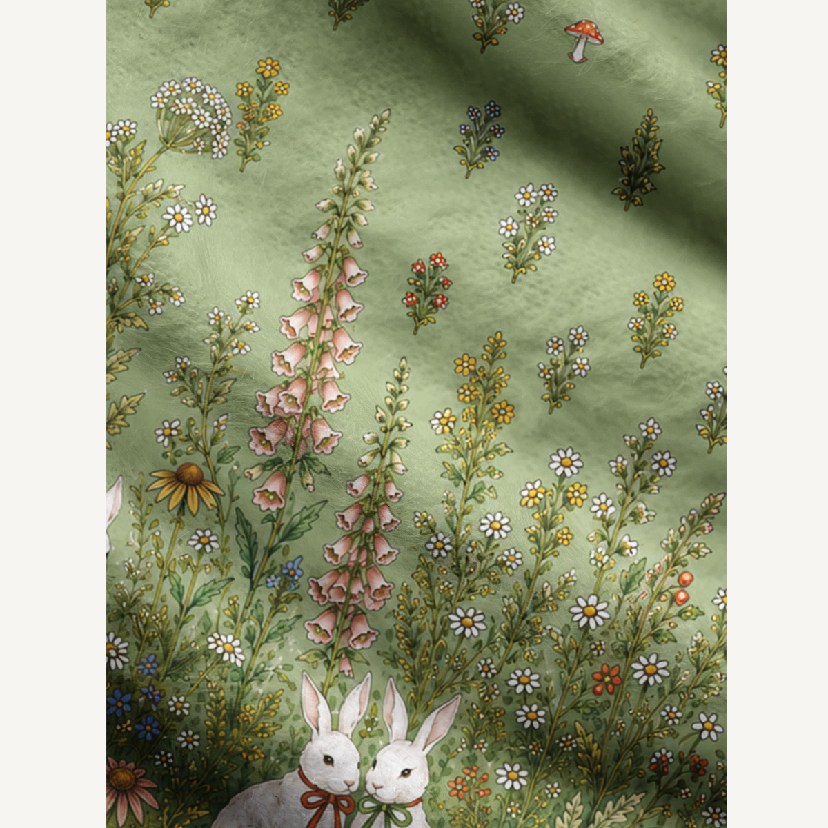 Bunny Meadow Garden Fuzzy Crewneck Sweater