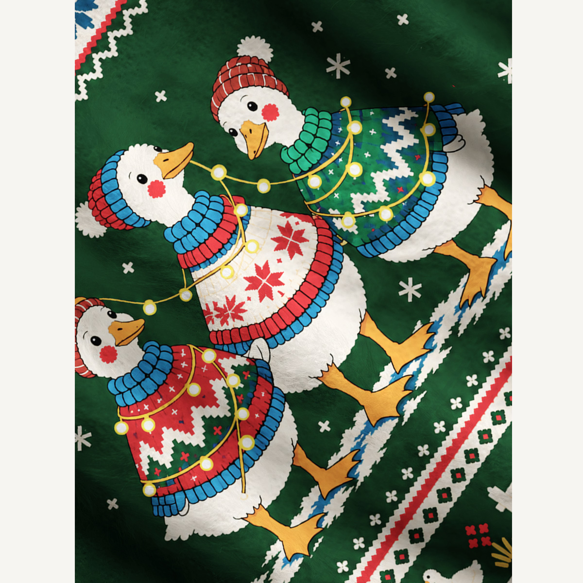 Festive Goose Friends Fuzzy Crewneck Sweater