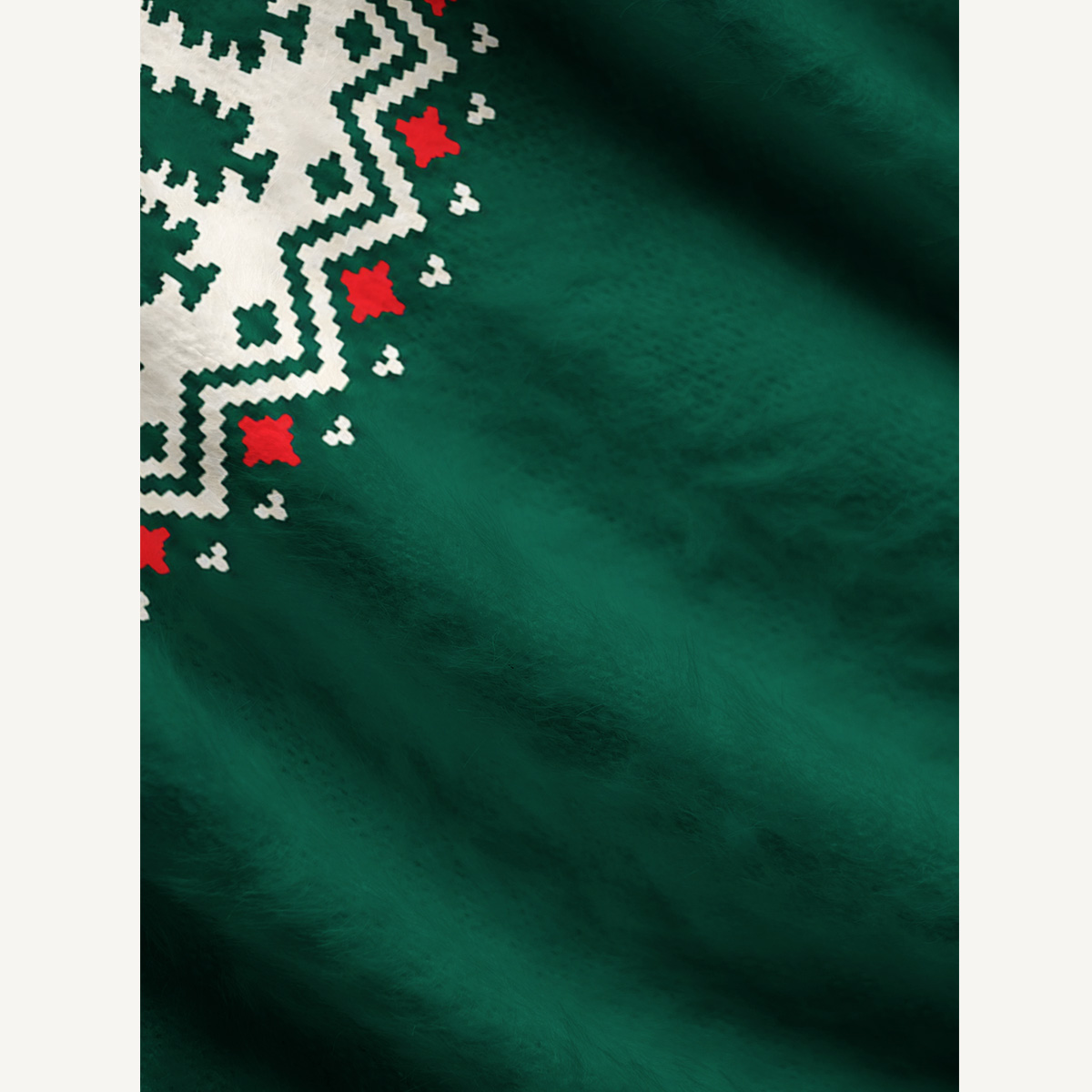 Winter Pine Forest Fair Isle Fuzzy Crewneck Sweater