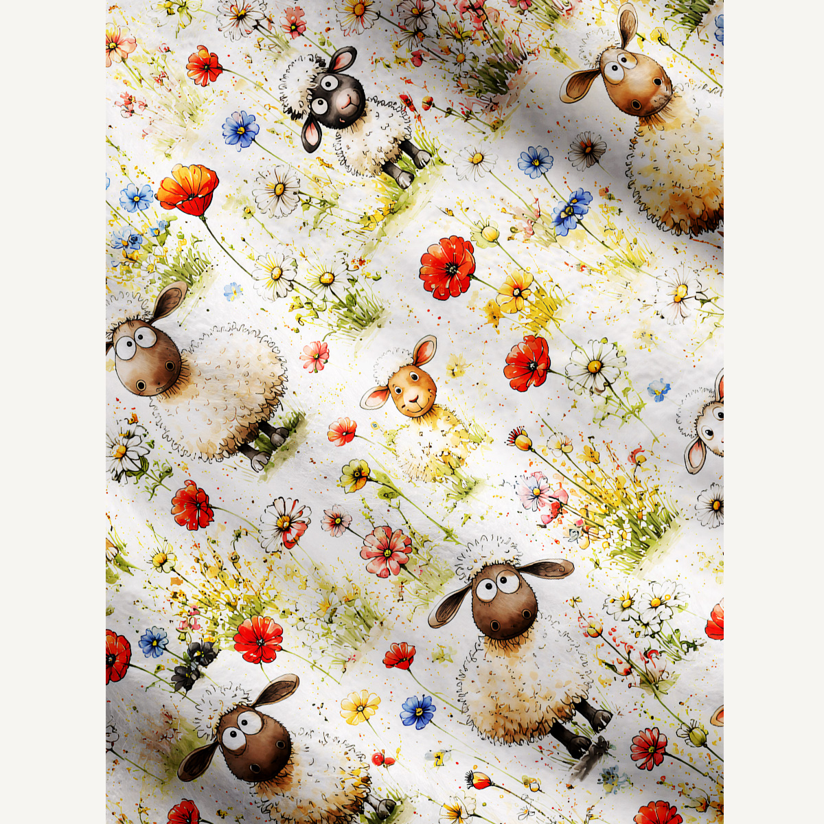 Whimsical Sheep Clipart Print Cardigan Sweaters