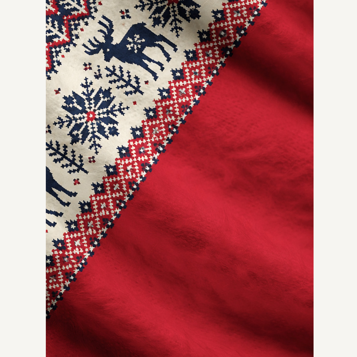 Festive Reindeer Fair Isle Fuzzy Crewneck Sweater