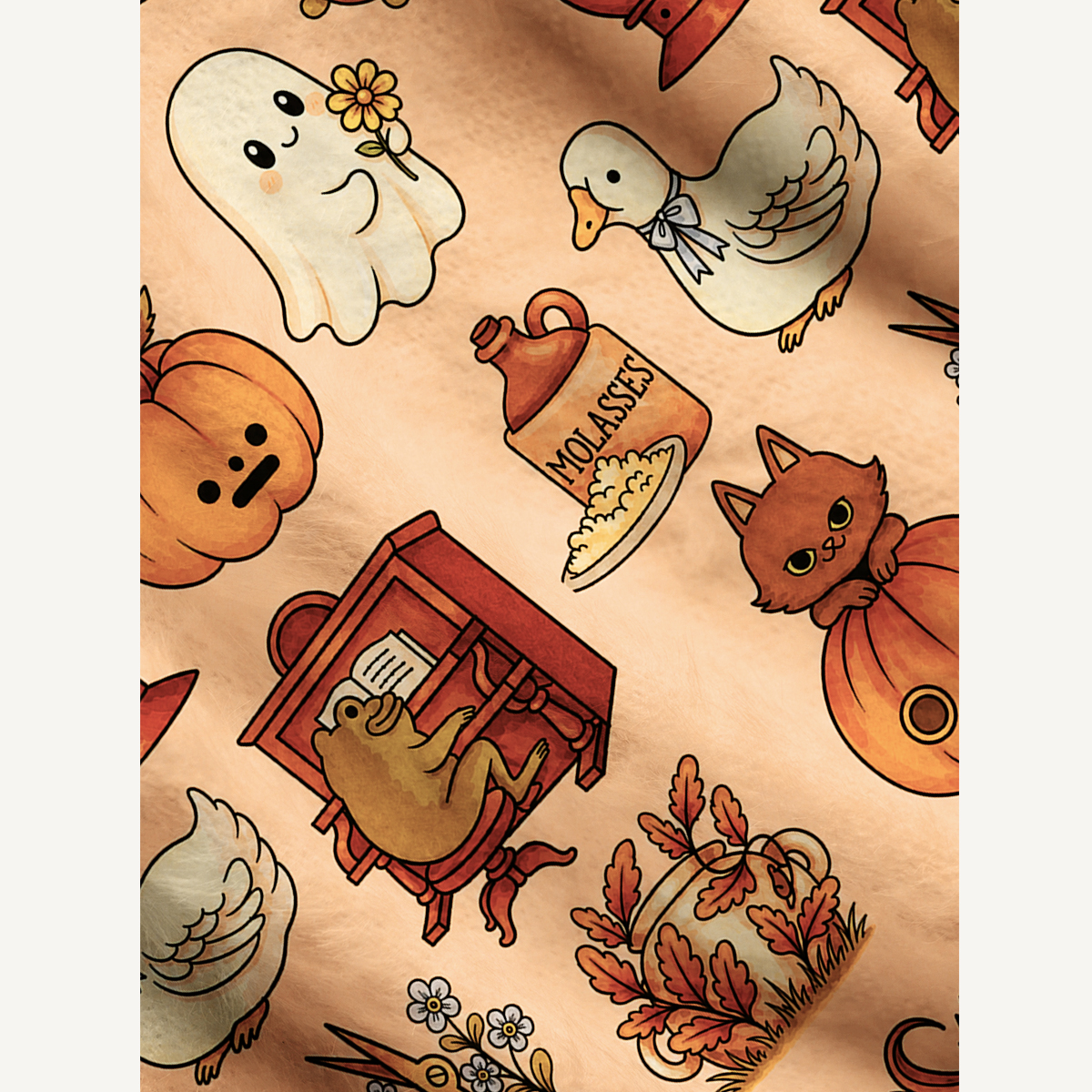 Cozy Halloween Curiosities Print Ugly Cardigan Sweaters