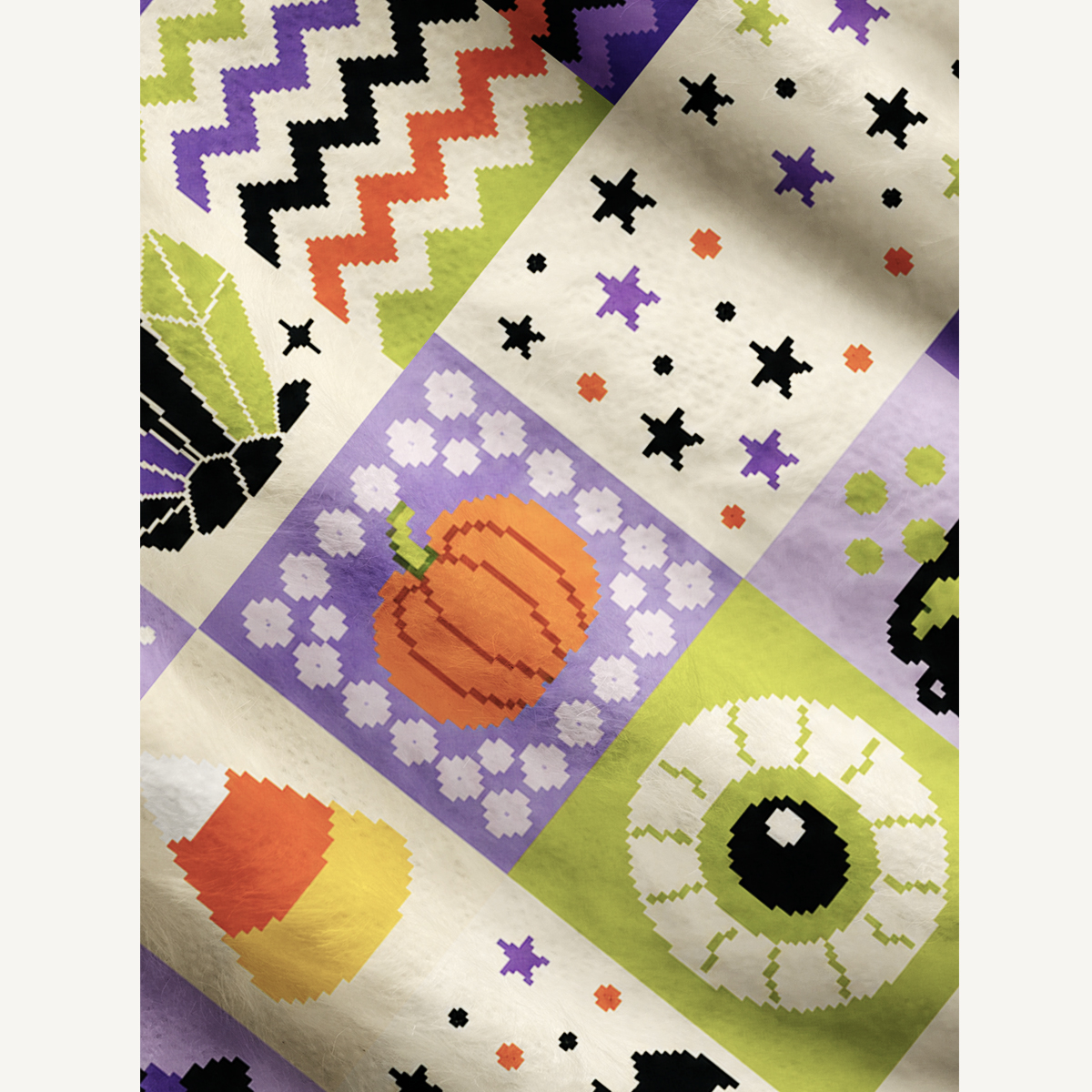 Pixel Halloween Patchwork Print Ugly Cardigan Sweaters