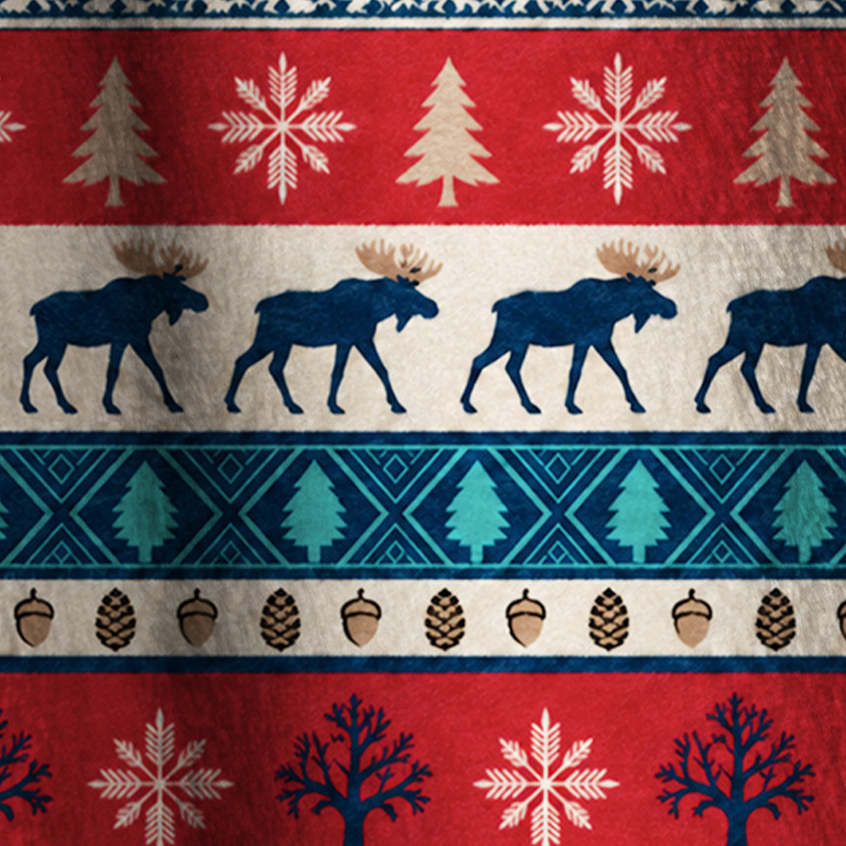 Fair Isle Moose Print Fleece Jacket