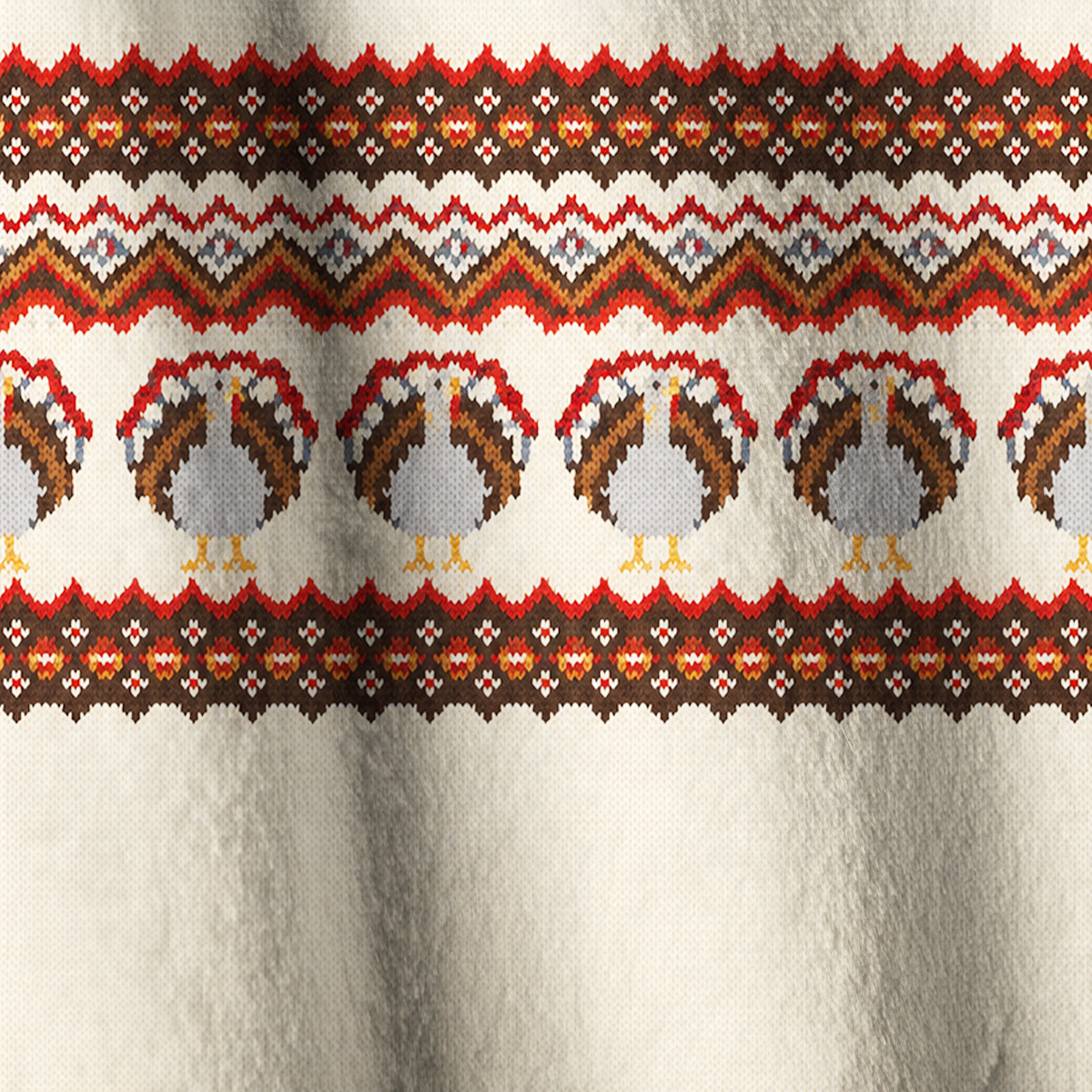Autumn Harvest Turkey Print Fleece Jacket