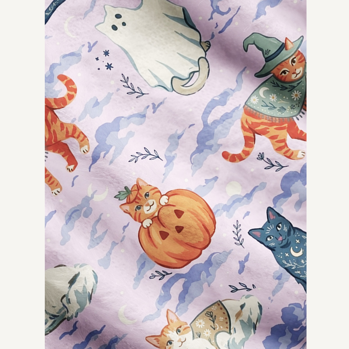 Enchanted Halloween Cat Print Ugly Cardigan Sweaters