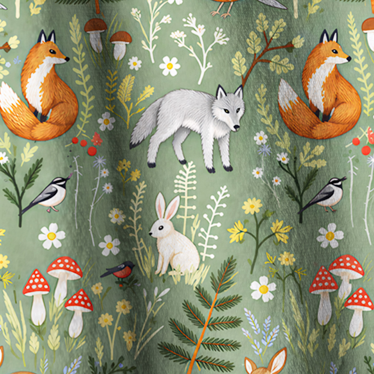 Whimsical Woodland Animals Print Fleece Jacket