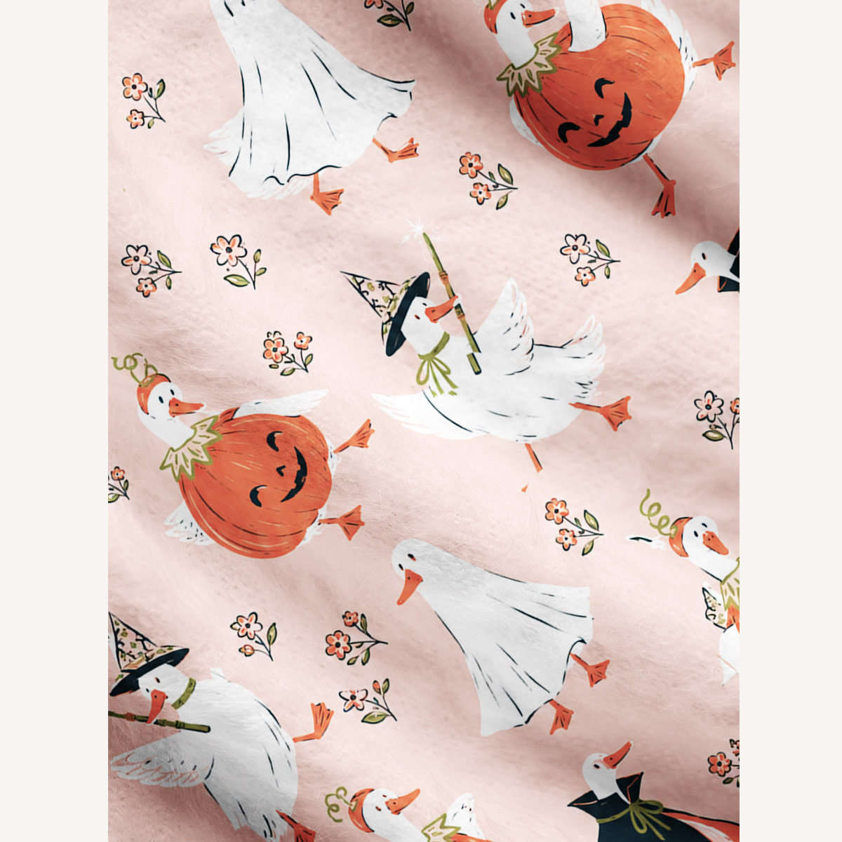 Pumpkin Ghost Parade Cozy Print Ugly Cardigan Sweaters
