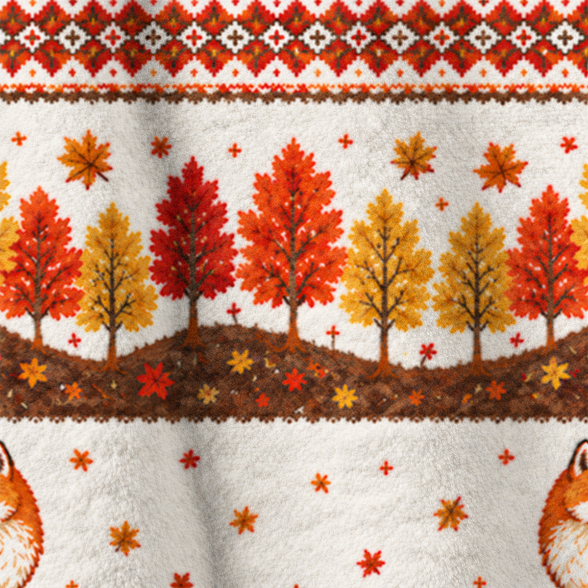 Autumn Forest Fox Print Fleece Jacket