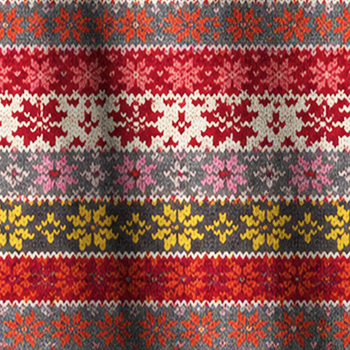 Red Vintage Snowflake Print Fleece Jacket