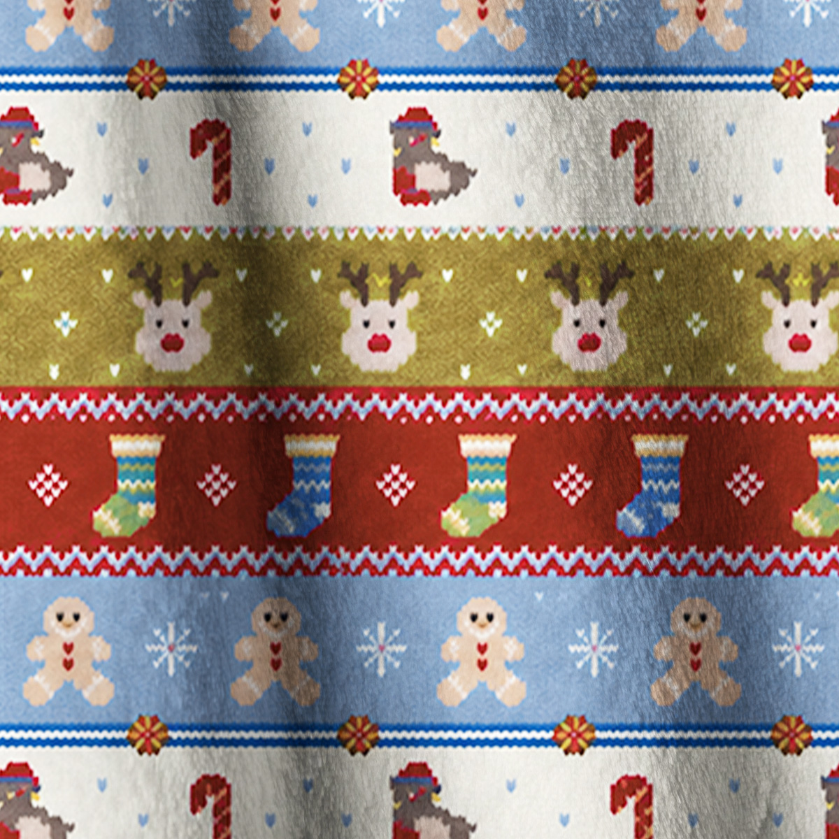Holiday Reindeer Fair Isle Print Fleece Jacket