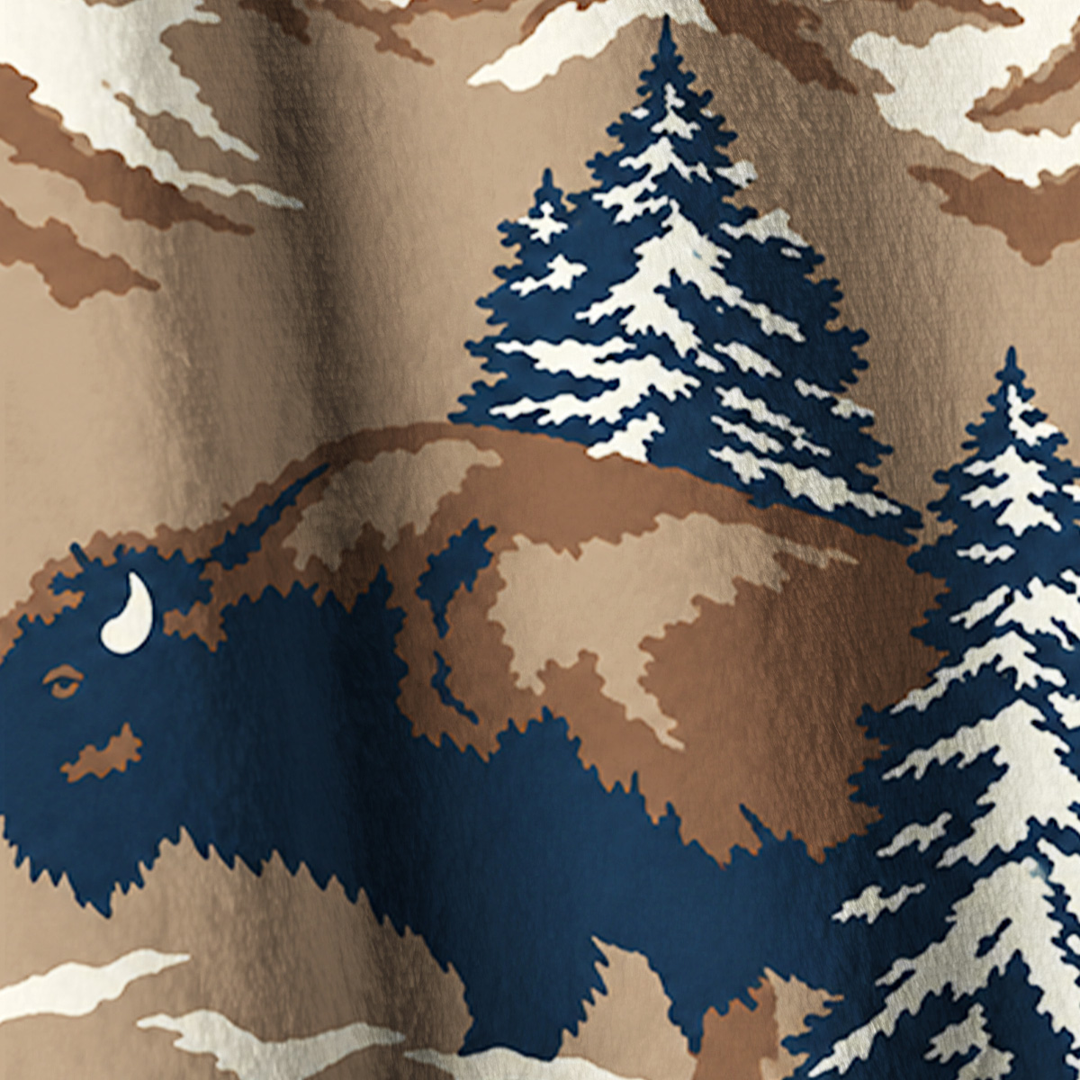 Wild Bison Mountain Print Fleece Jacket