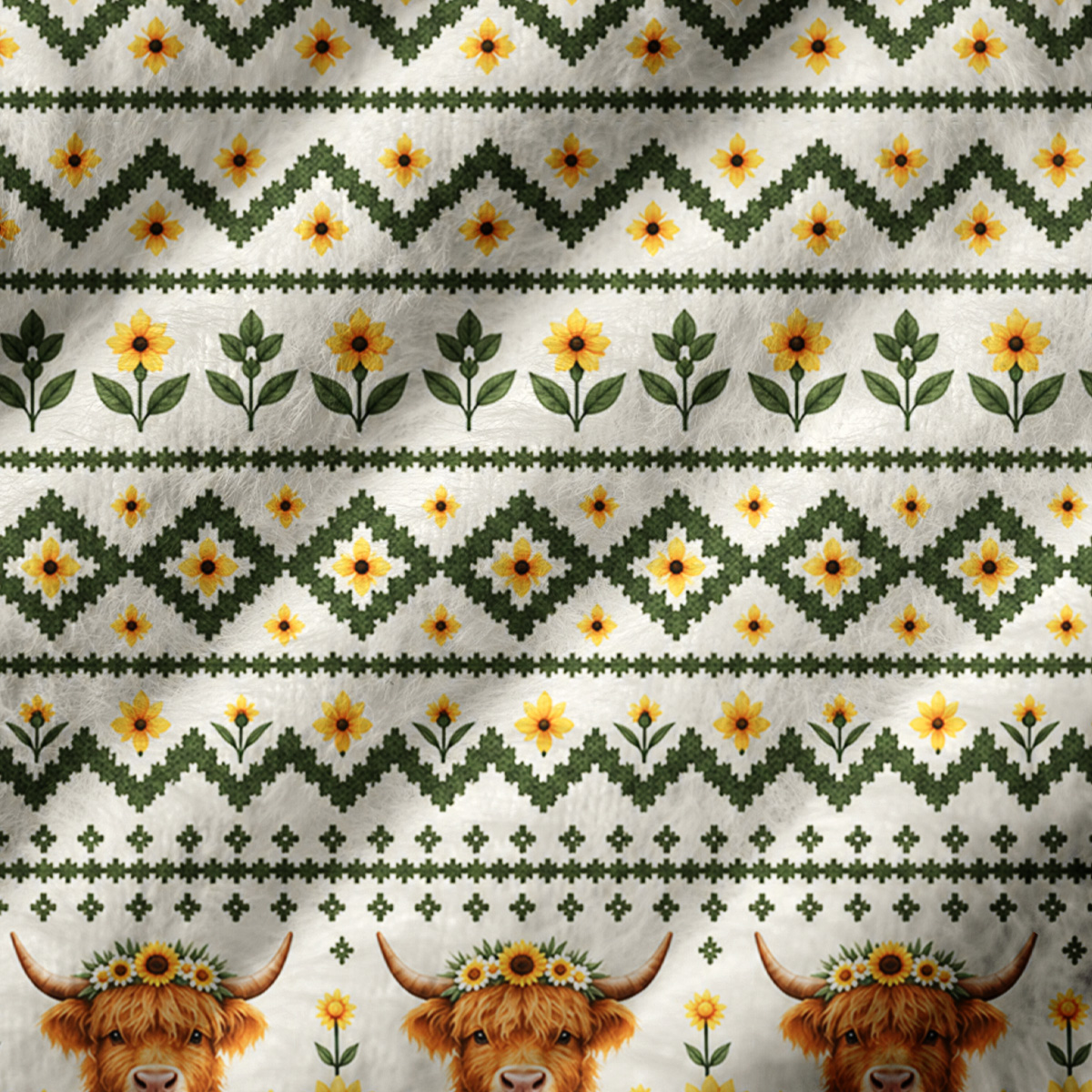 Spring Highland Cow Print V-Neck Sweater Vest