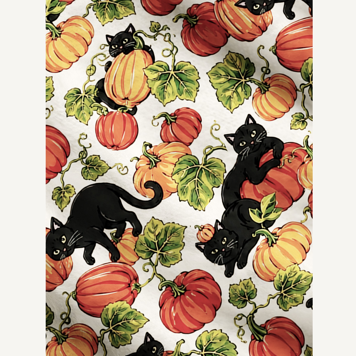 Black Cat Romp in the Pumpkin Fields Print Ugly Cardigan Sweaters