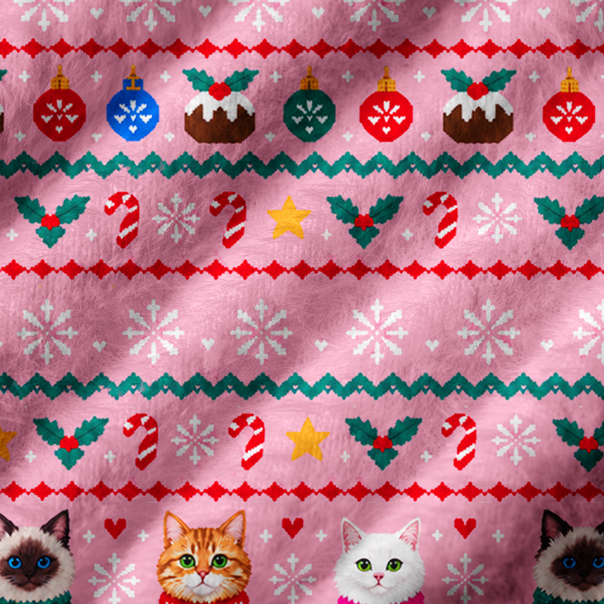 Christmas Cats Holiday Print V-Neck Sweater Vest