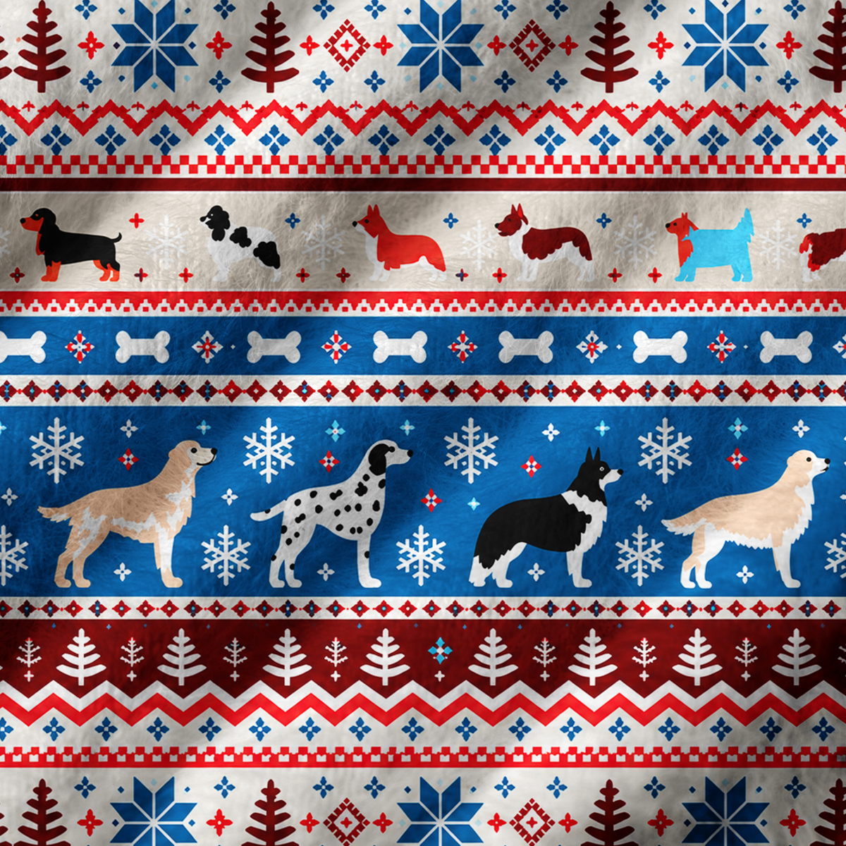 Dog Breed Fair Isle Print V-Neck Sweater Vest