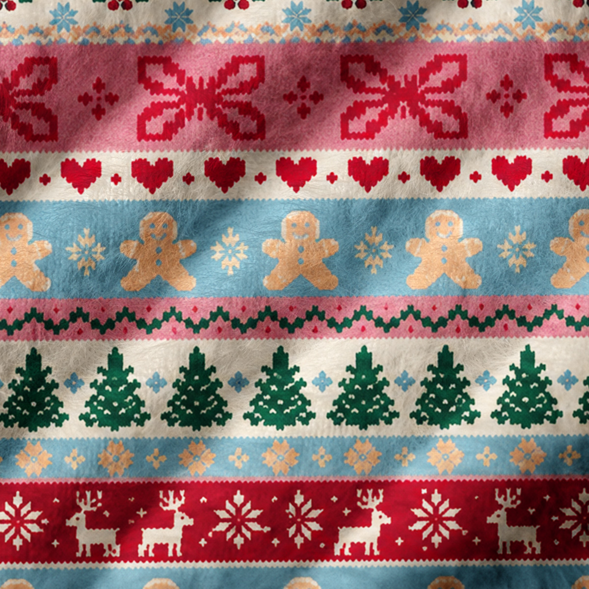 Gingerbread Holiday Knit Print V-Neck Sweater Vest