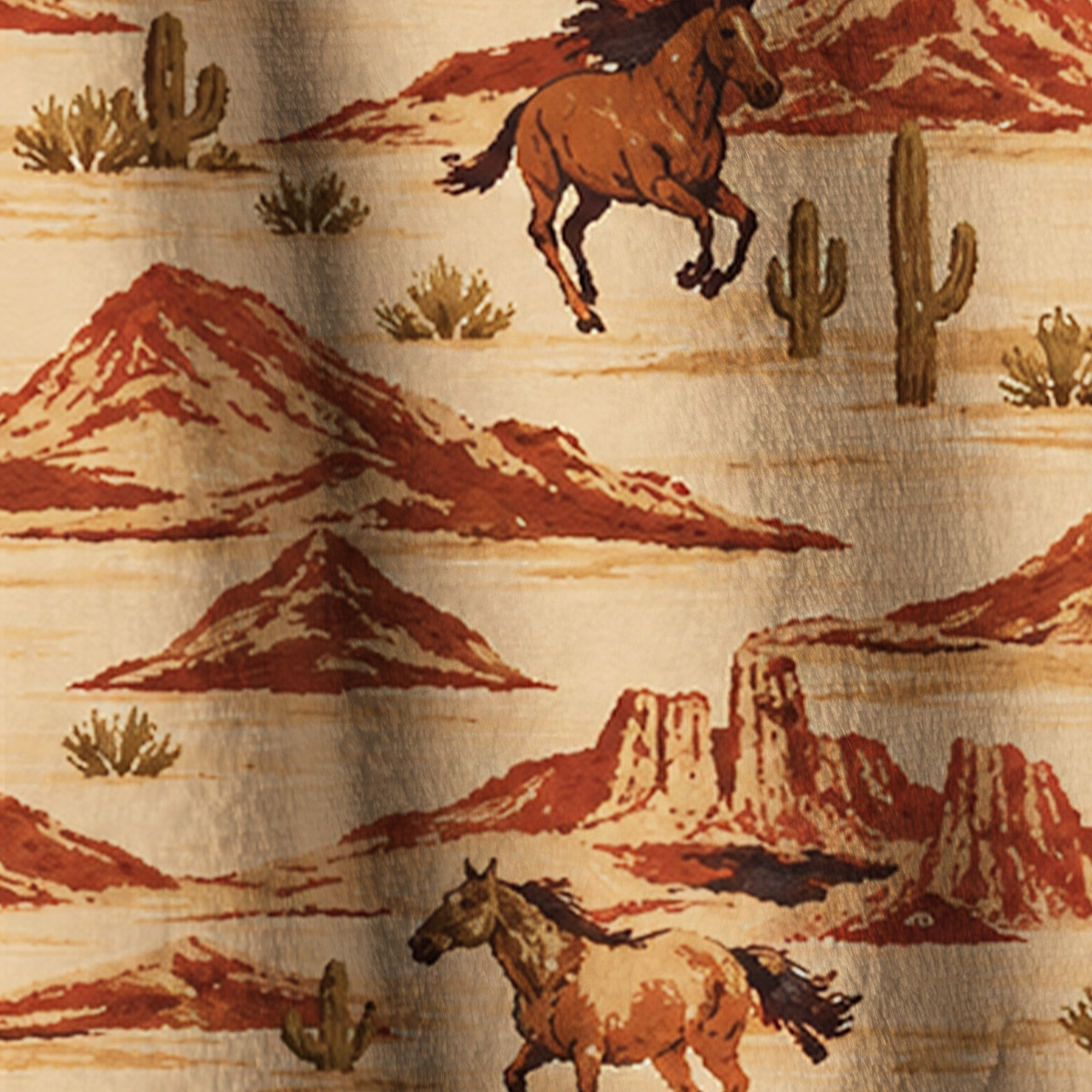 High Desert Wild Horses Print Fleece Jacket