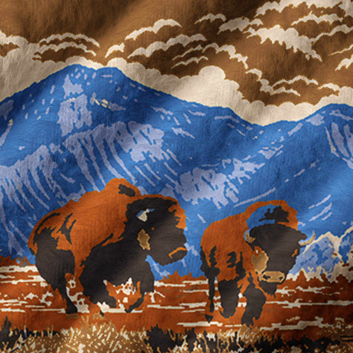 Wild Bison Range Print V-Neck Sweater Vest