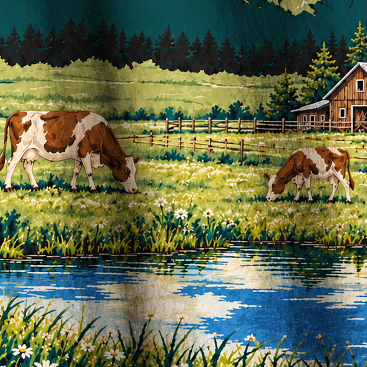 Alpine Meadow Dairy Print Fleece Jacket