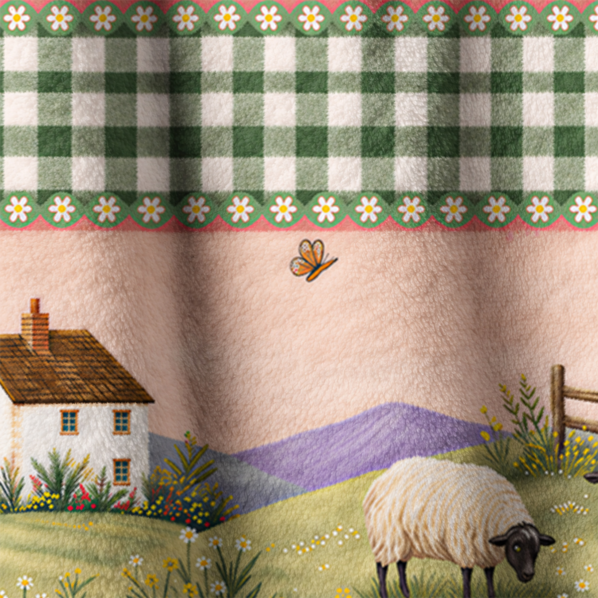 Pastoral Daydream Cottage Print Fleece Jacket