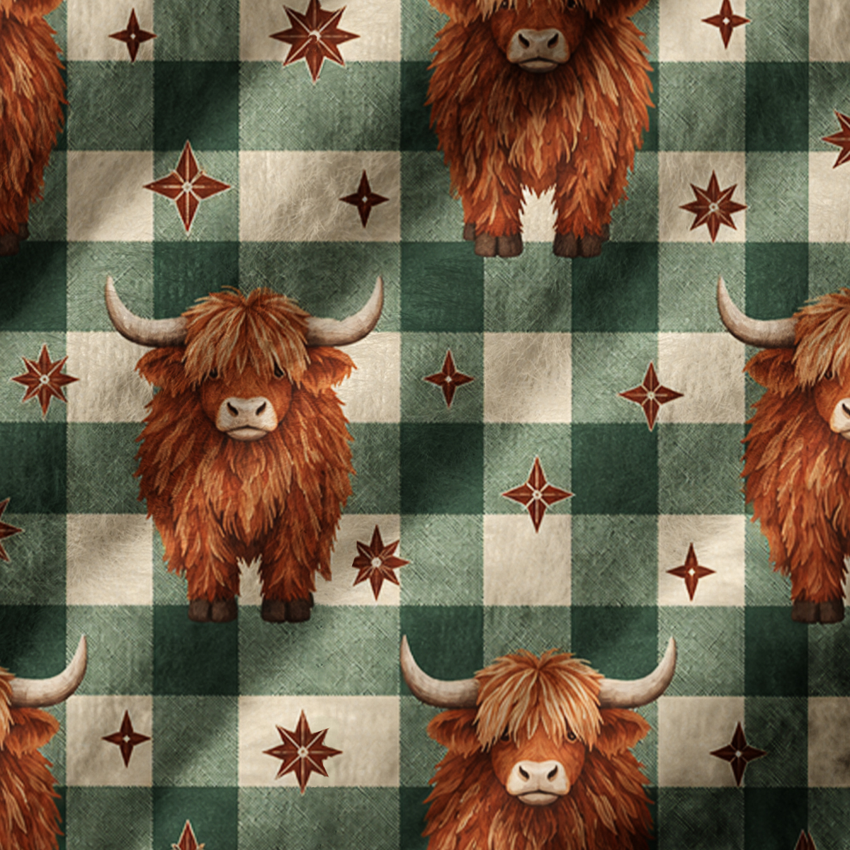 Highland Cow Plaid Print V-Neck Sweater Vest
