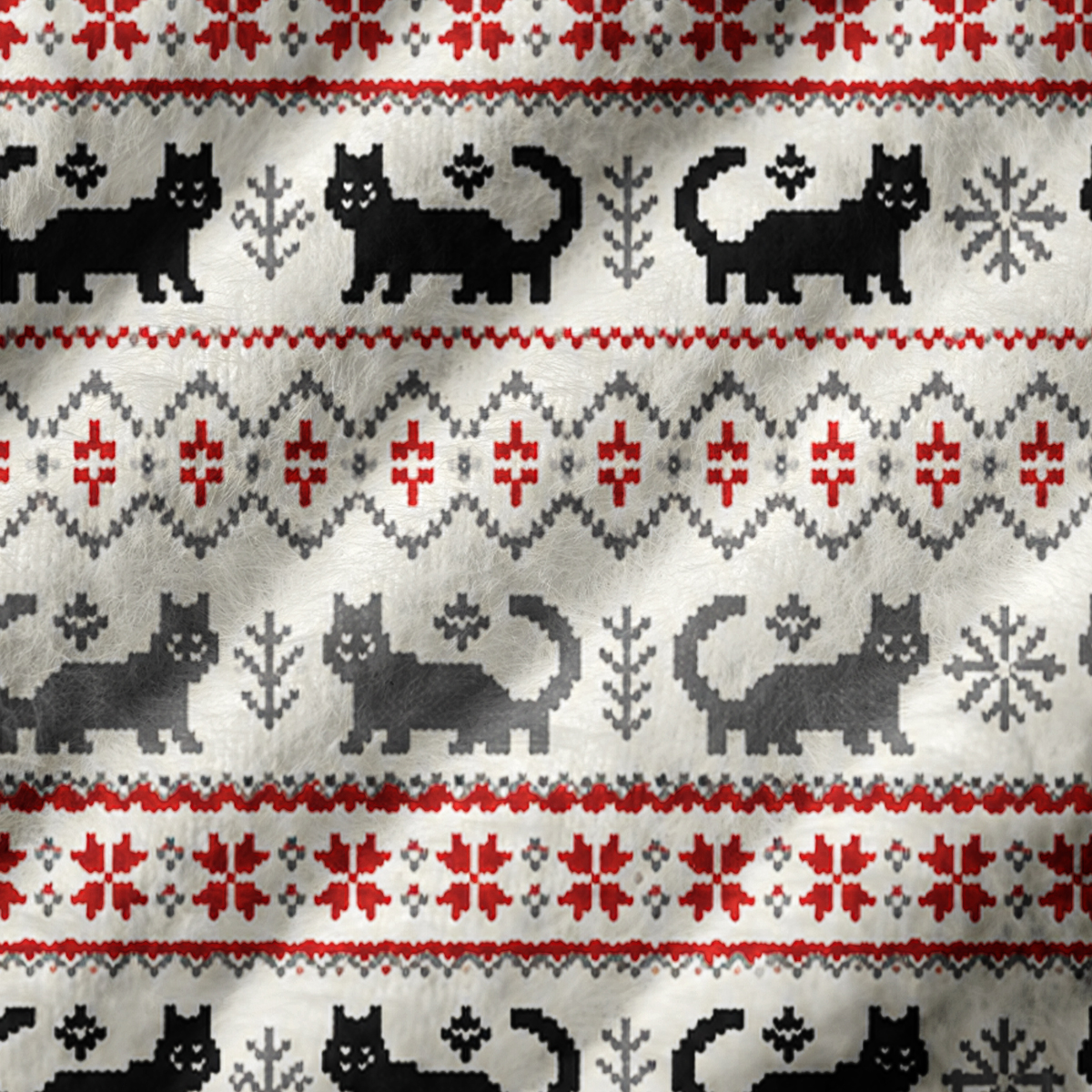 Nordic Fair Isle Cats Print V-Neck Sweater Vest