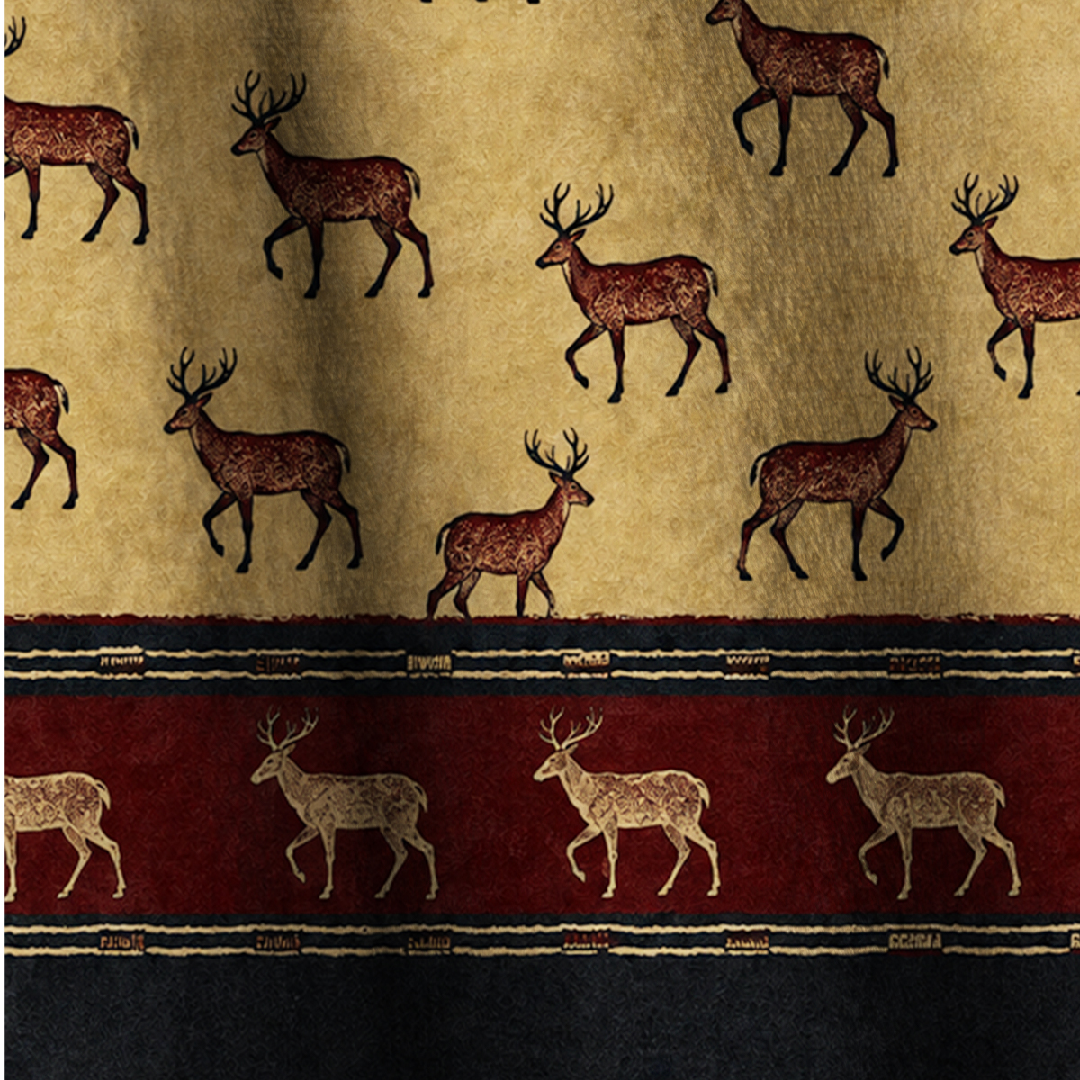 Vintage Deer Pattern Full Zip Stand Collar Fleece Jacket