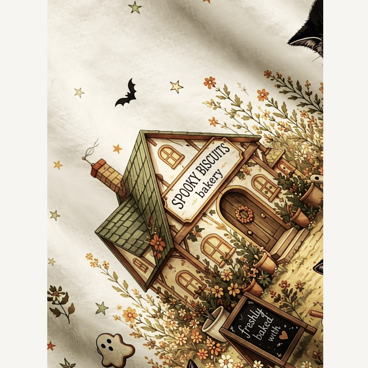 Spooky Biscuit Black Cat Print Ugly Cardigan Sweaters