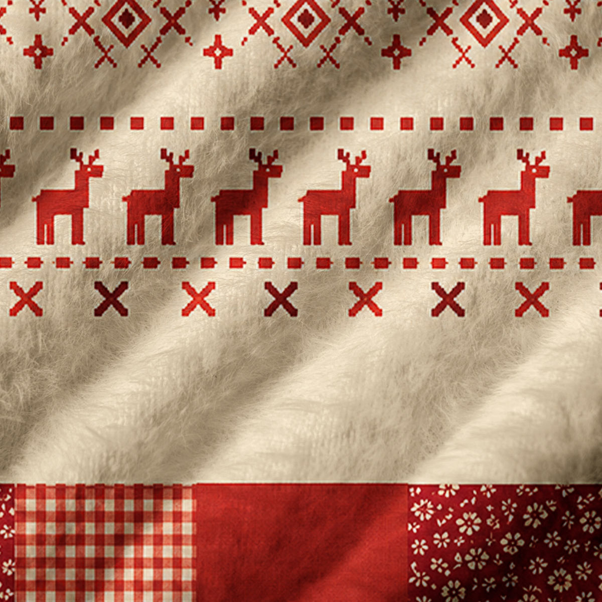 Rustic Red Reindeer Cabin Print V-Neck Sweater Vest