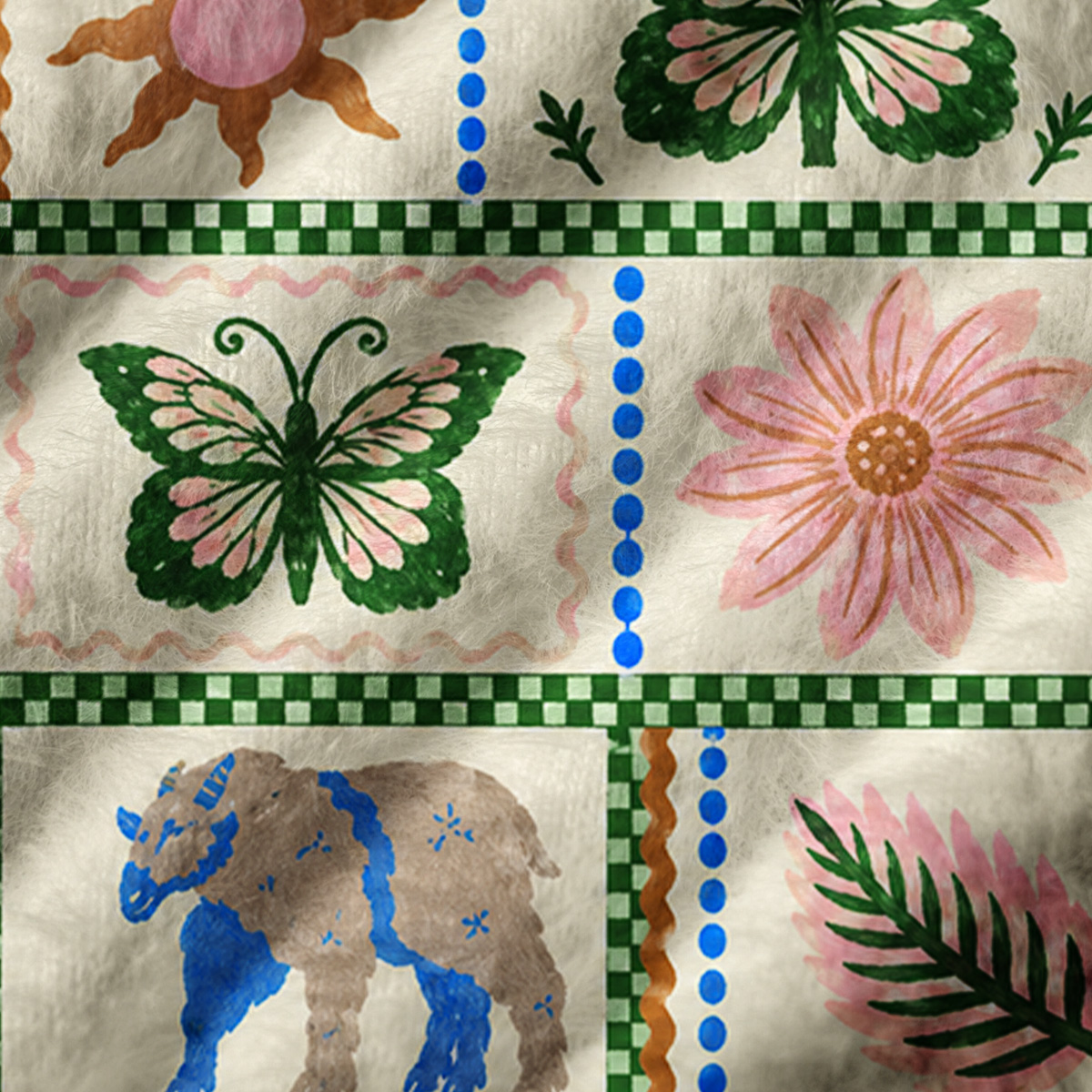Botanical Folk Art Garden Print V-Neck Sweater Vest