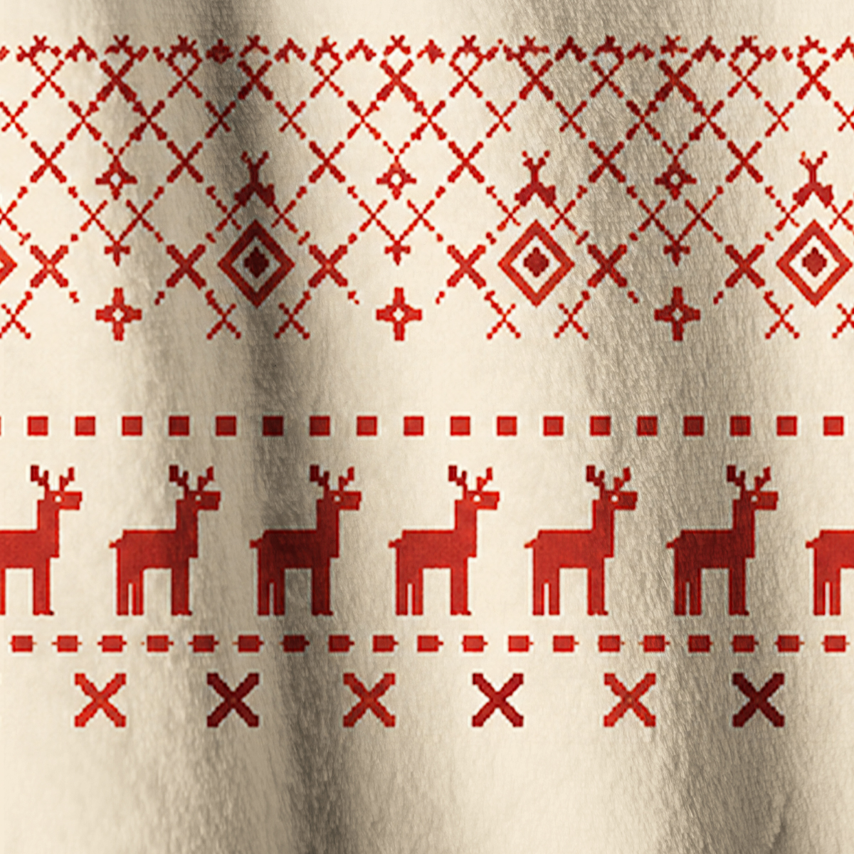 Rustic Red Reindeer Cabin Print Fleece Jacket