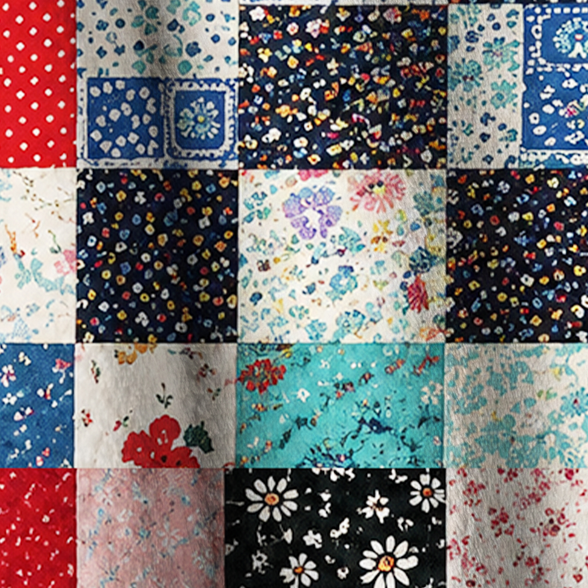 Prairie Cottage Floral Grid Print Fleece Jacket