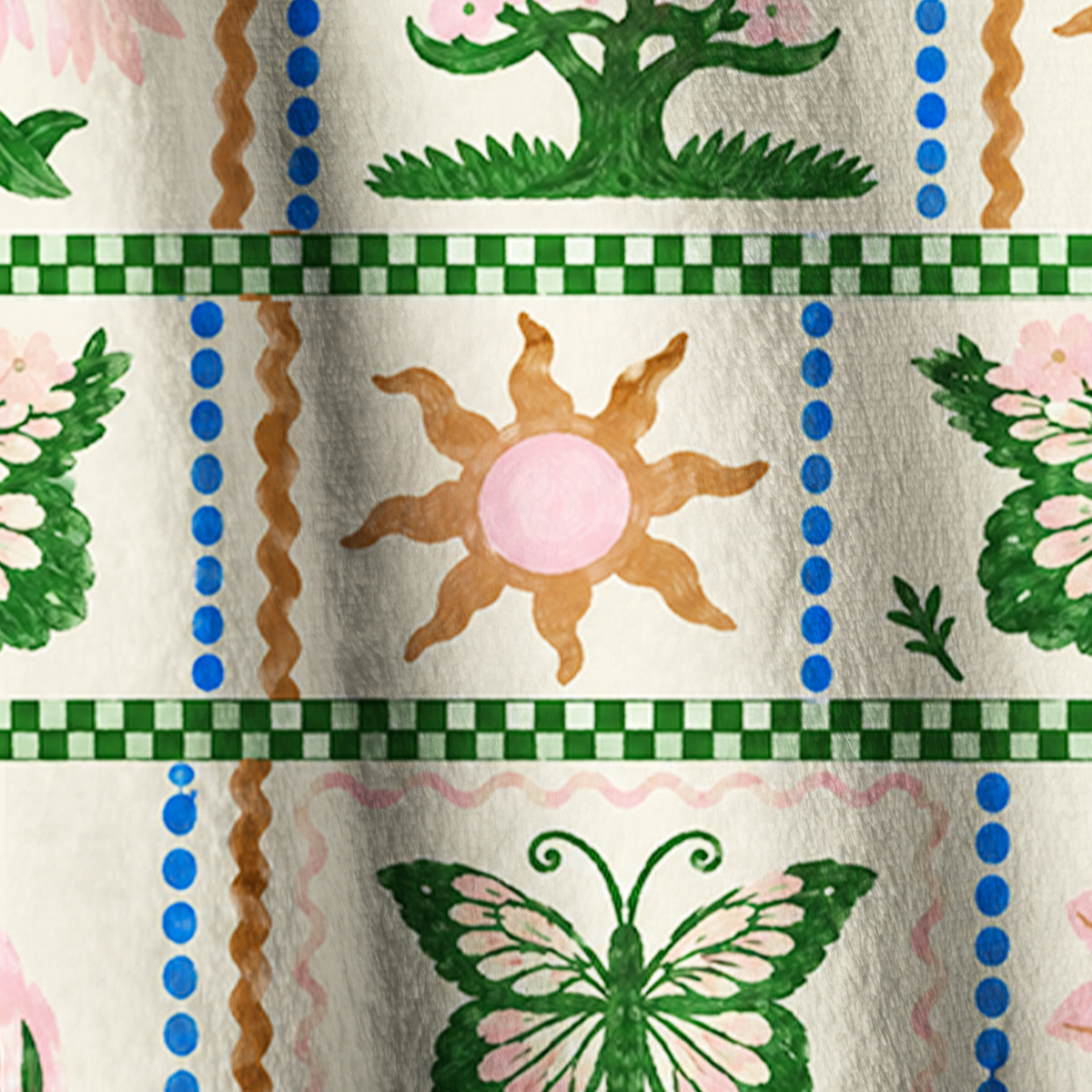 Botanical Folk Art Garden Print Fleece Jacket