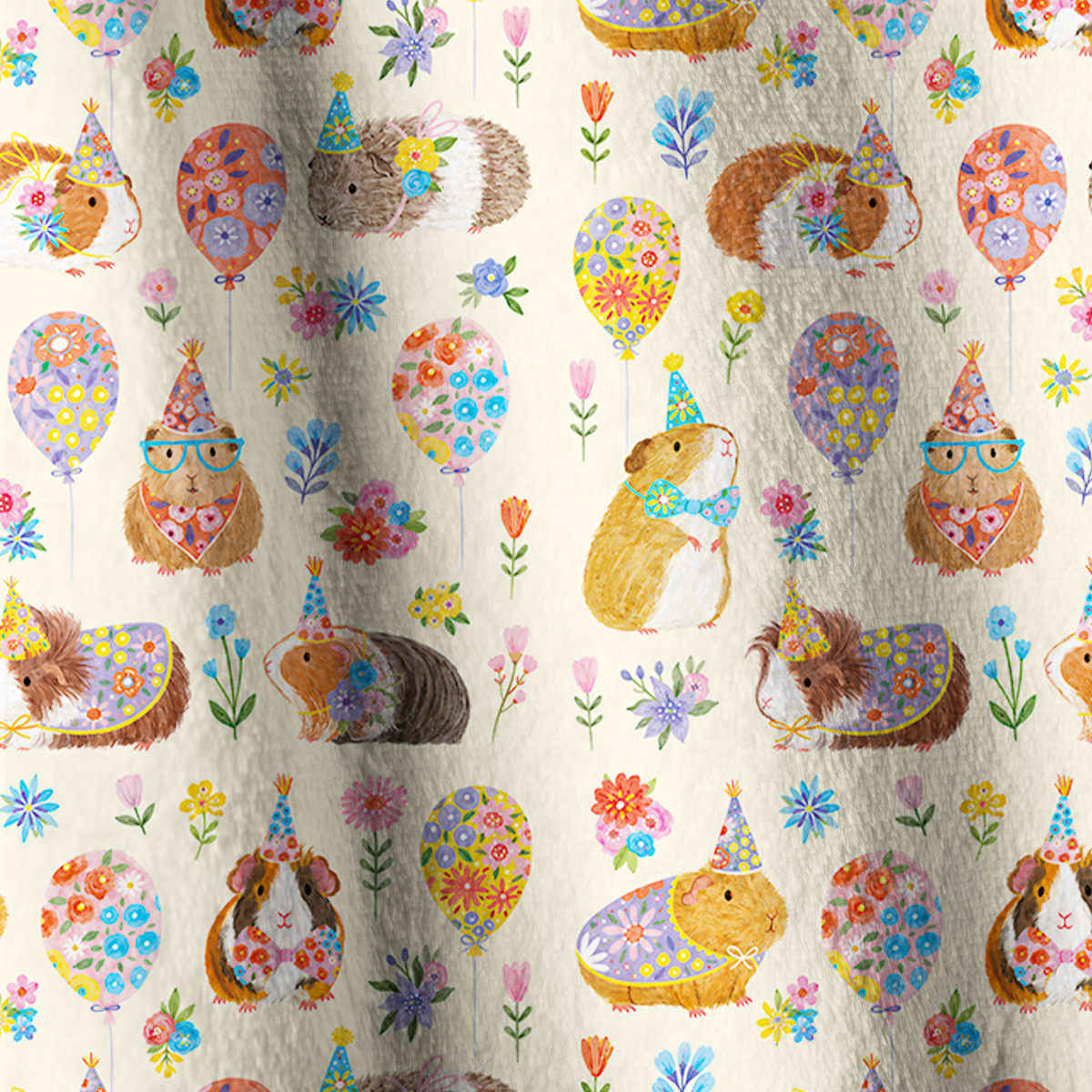 Guinea Pig Garden Party Print Fleece Jacket