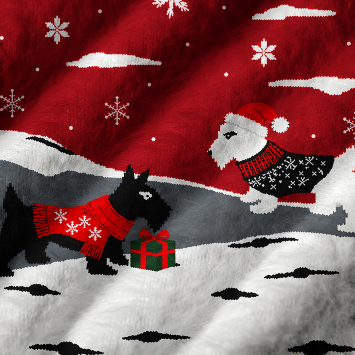 Festive Scottie Winter Magic Print V-Neck Sweater Vest