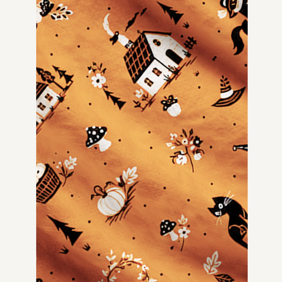 Moonlit Halloween Village Story Print Ugly Cardigan Sweaters