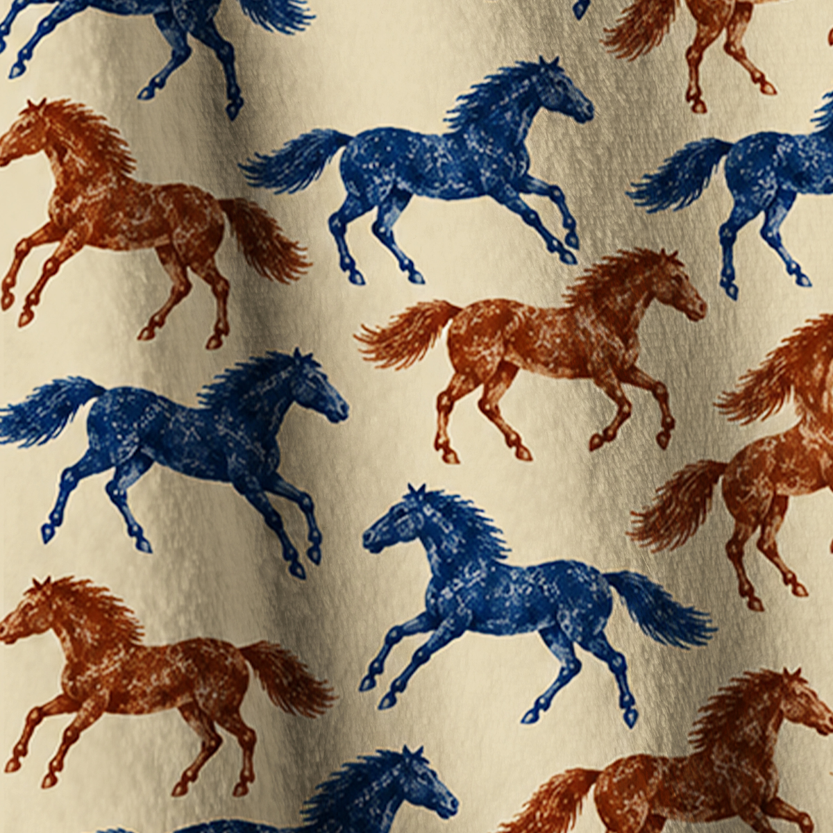 Classic Western Horse Print Fleece Jacket
