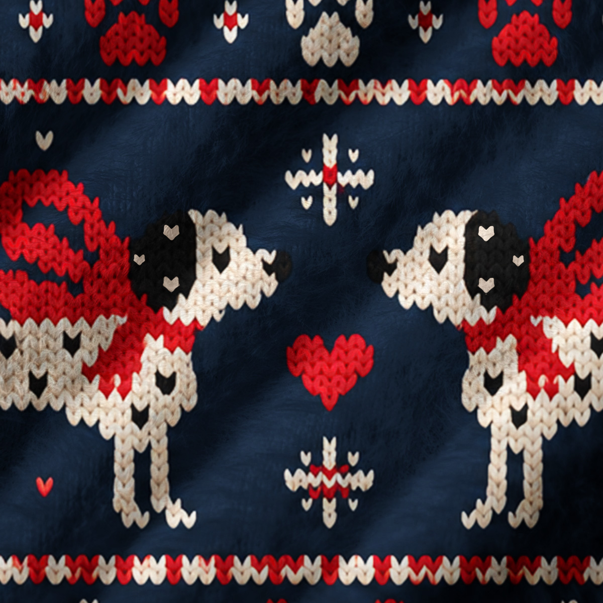 Festive Dog Scarf Fairisle Print V-Neck Sweater Vest