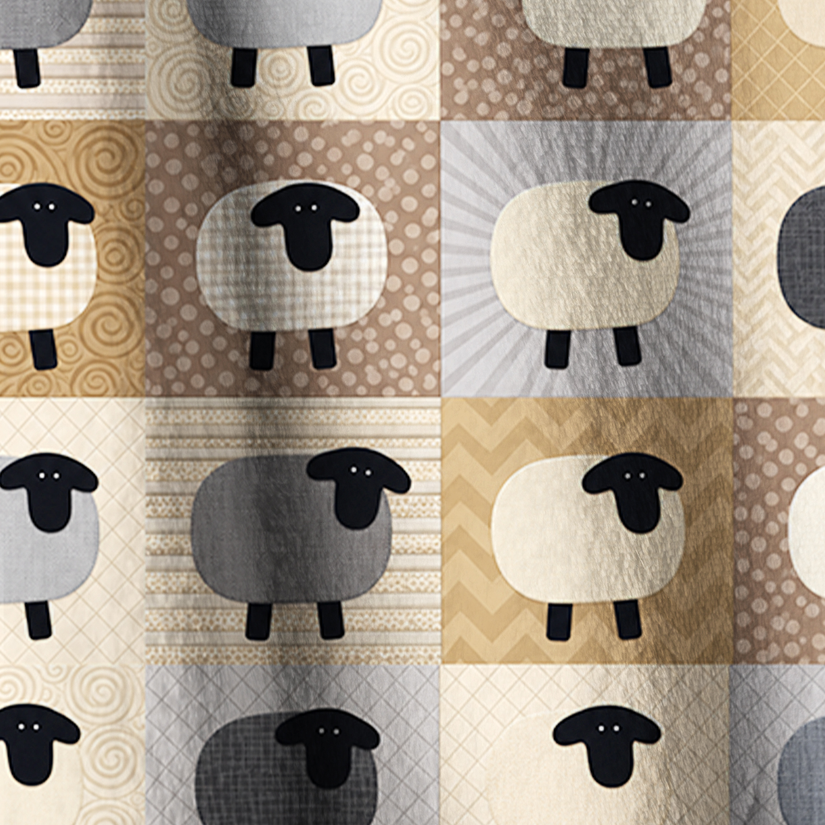 Cozy Sheep Patchwork Quilt Print Fleece Jacket