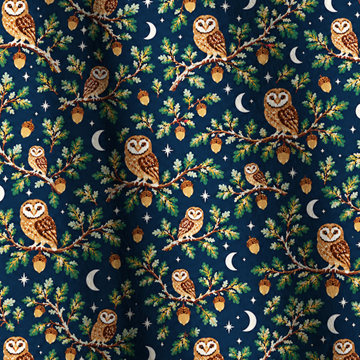 Vintage Night Sky Owls Print Fleece Jacket