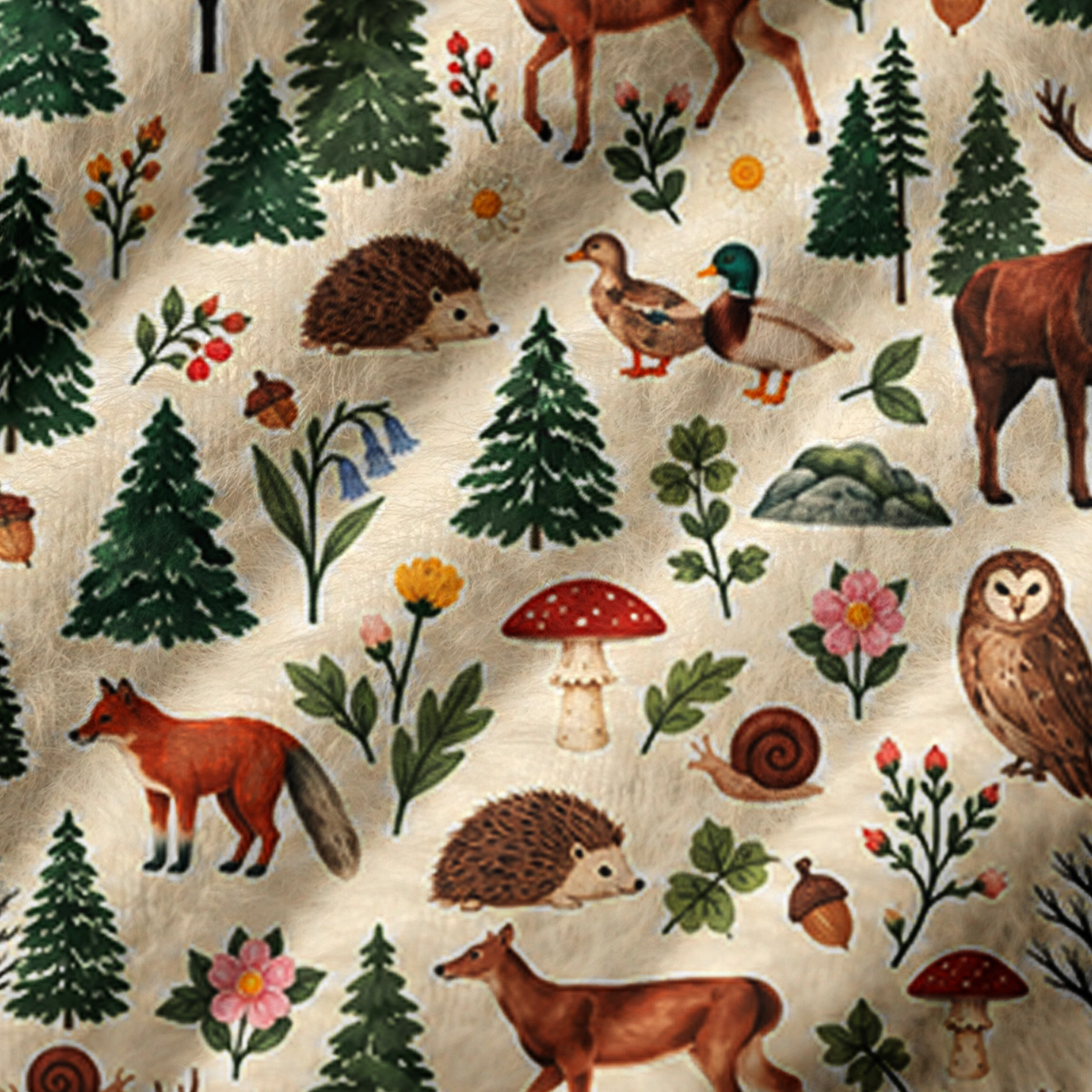 Rustic Wildlife Pine Forest Print V-Neck Sweater Vest
