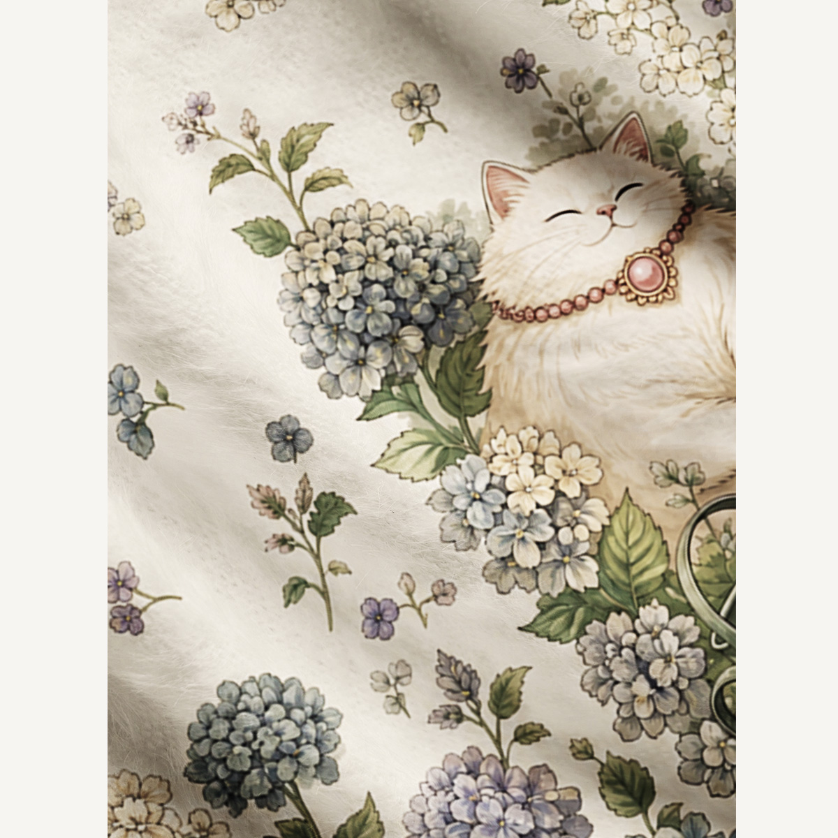 Hydrangea Garden Napping Cats Print Ugly Cardigan Sweaters