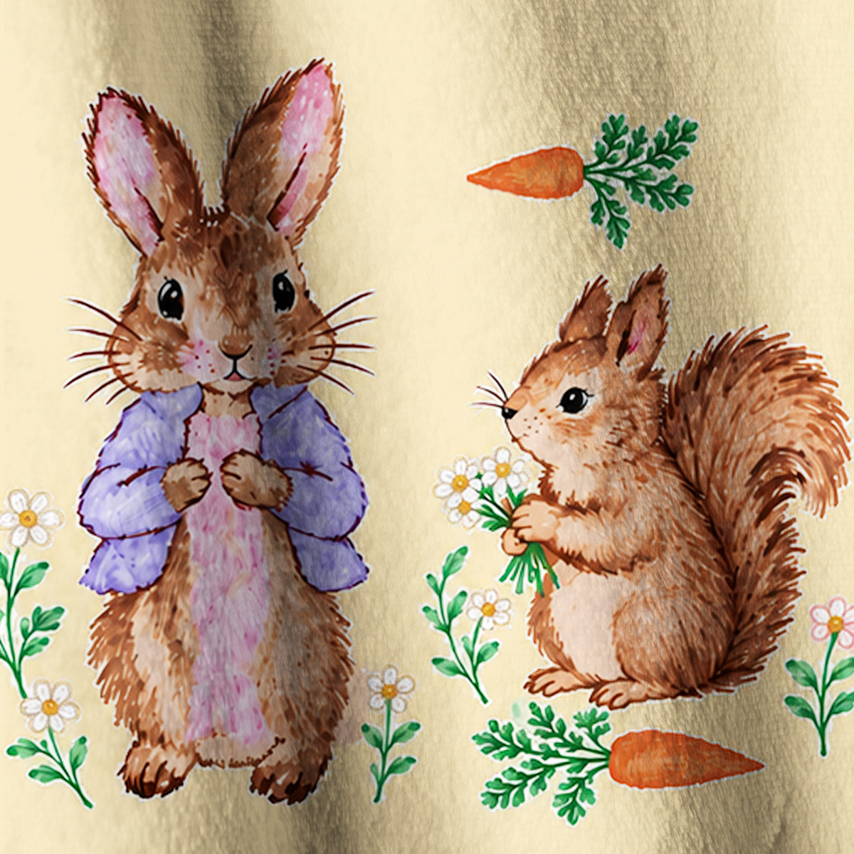 Sweet Rabbit Meadow Friends Print Fleece Jacket
