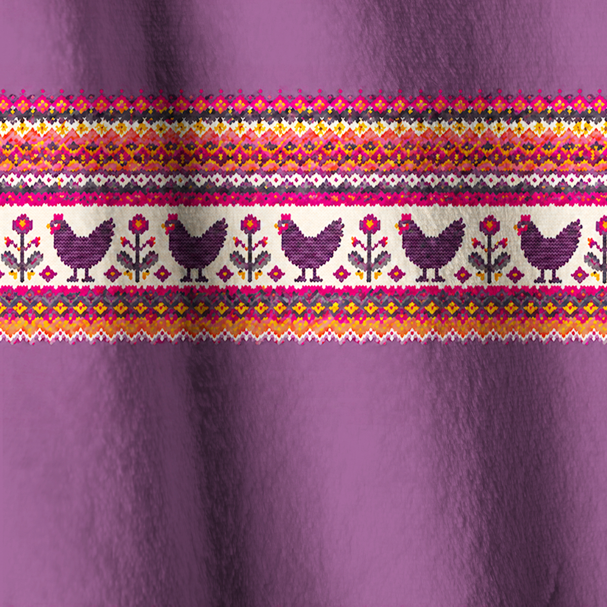 Purple Farmhouse Hen Stripe Print Fleece Jacket
