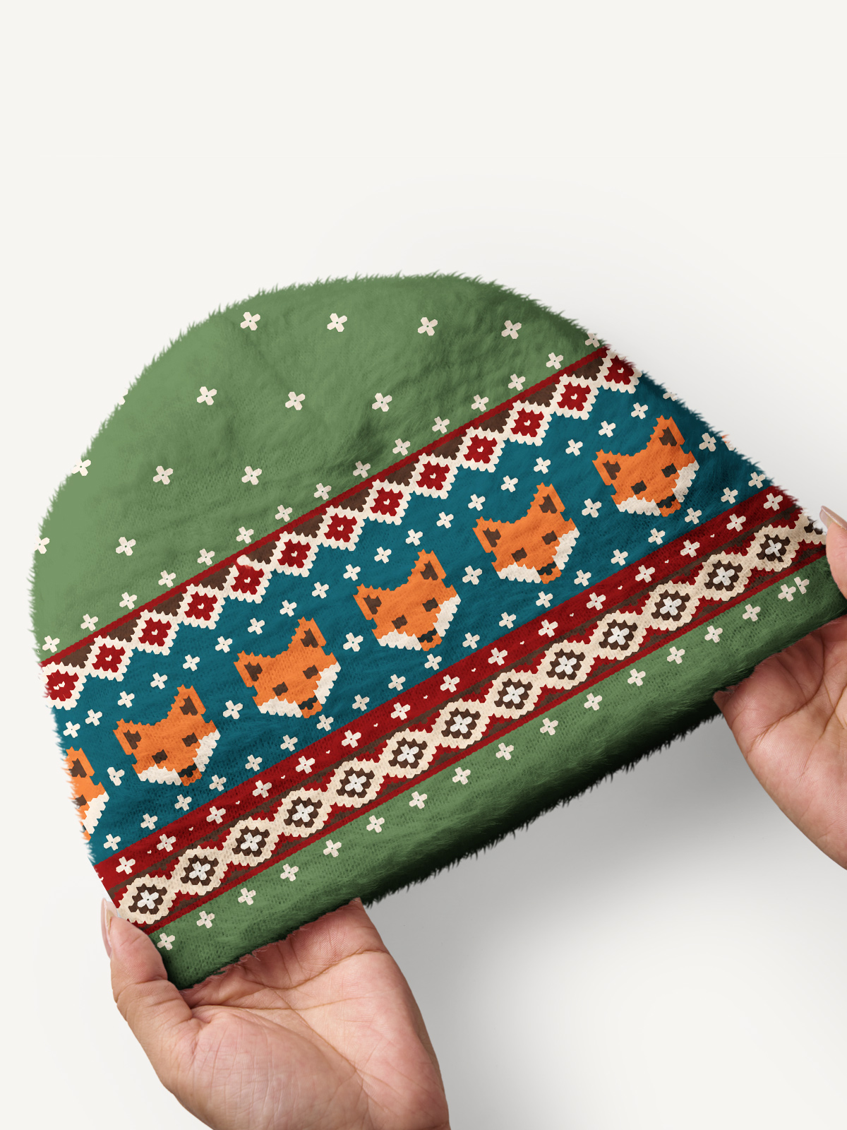 Woodland Fox Garden Cozy Fuzzy Beanie