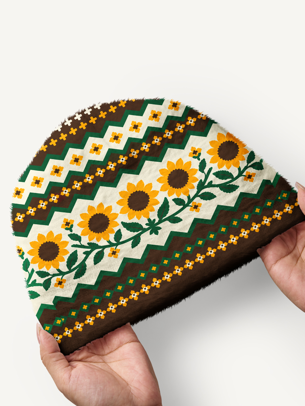 Rustic Sunflower Floral Cozy Fuzzy Beanie